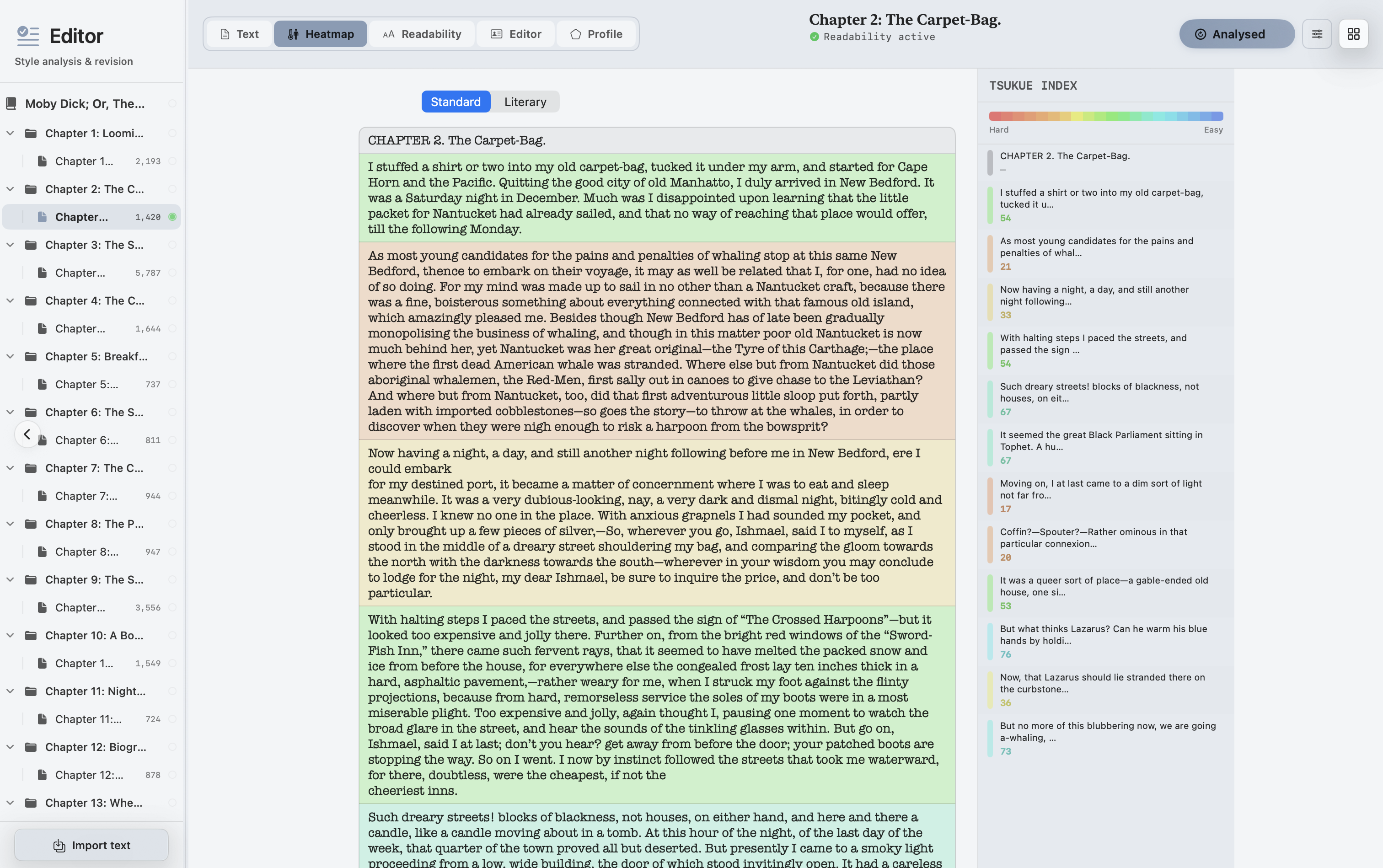 Editor · Readability heatmap