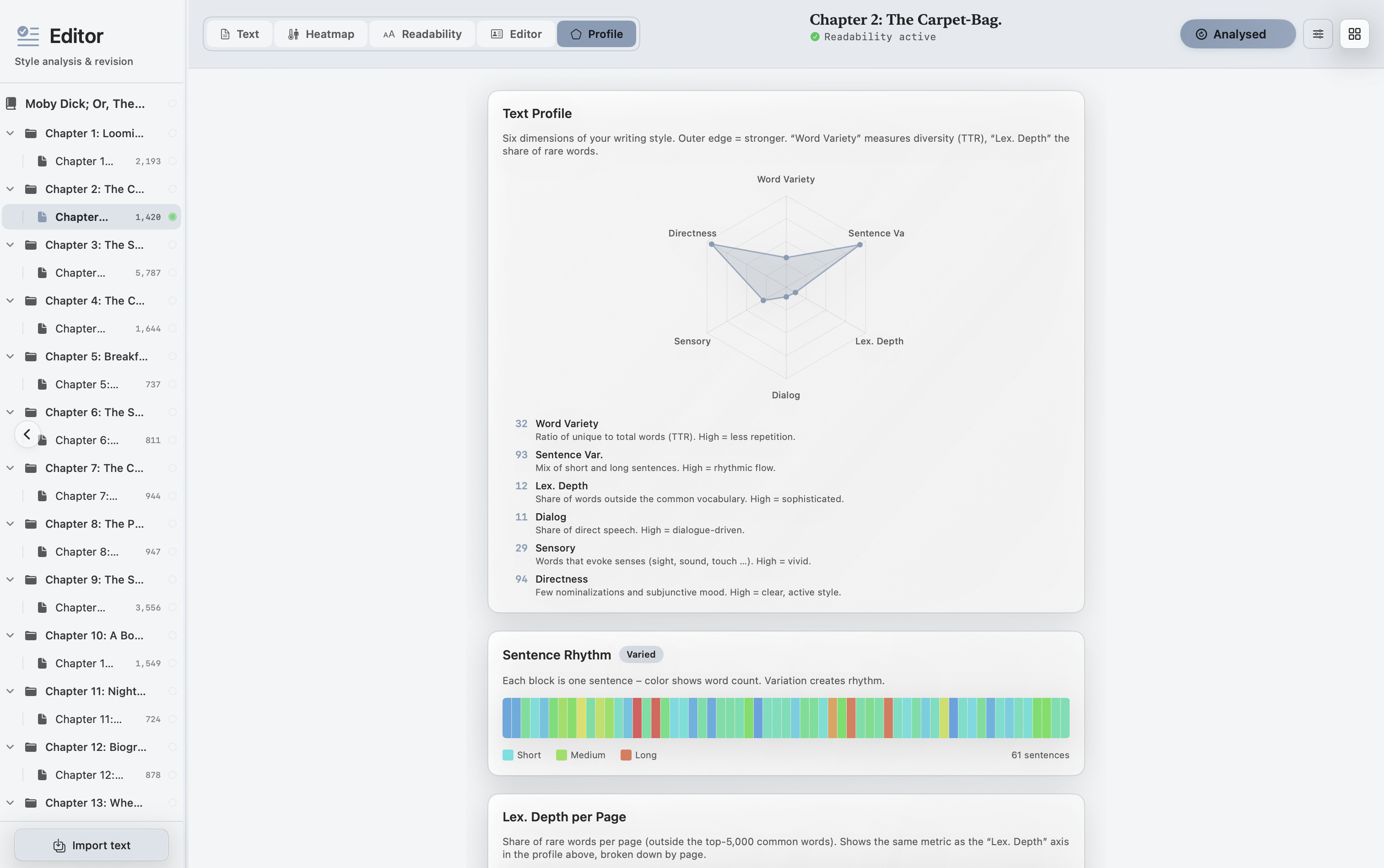 Editor · Radar profile