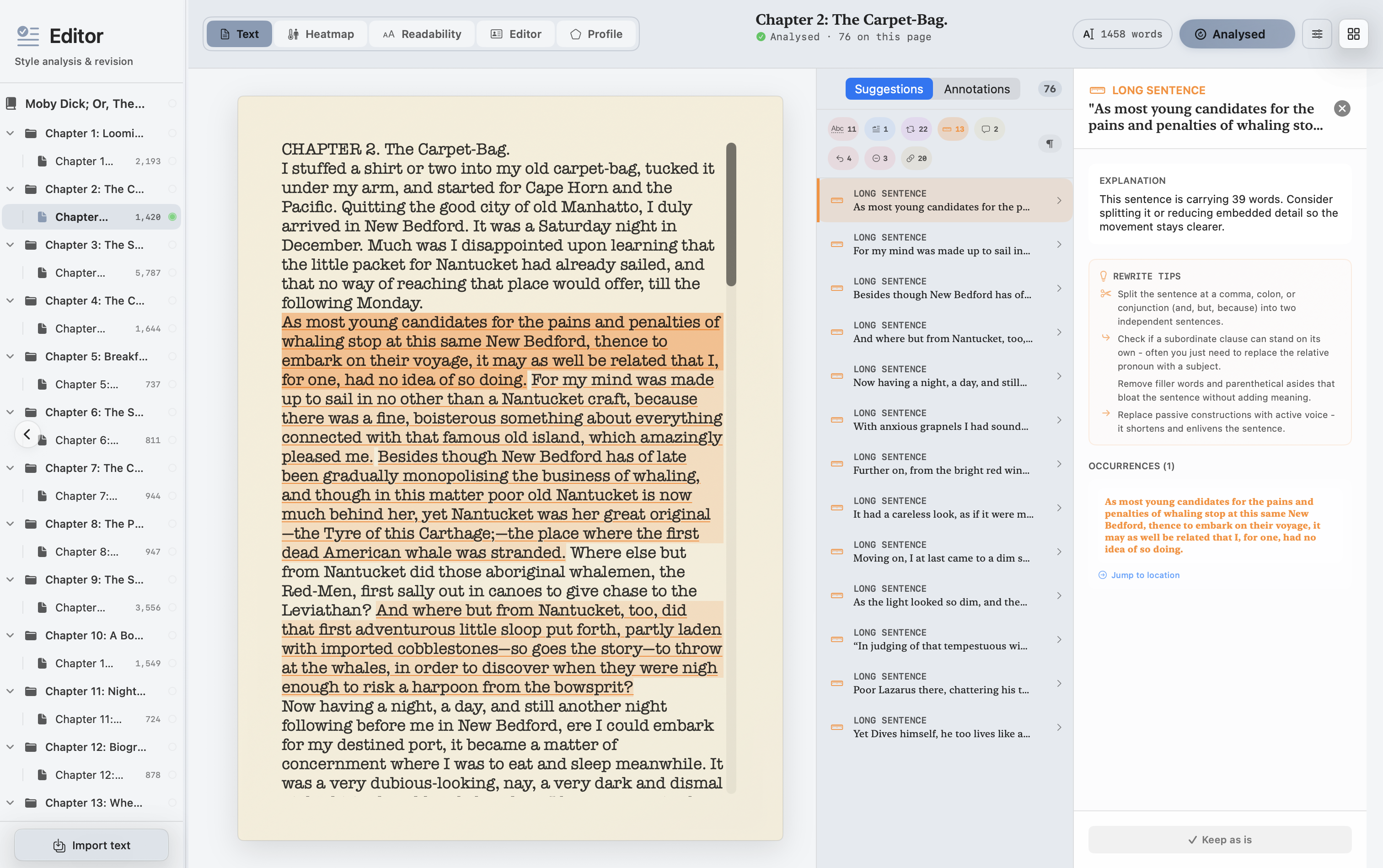 Editor · Text with proofing suggestions